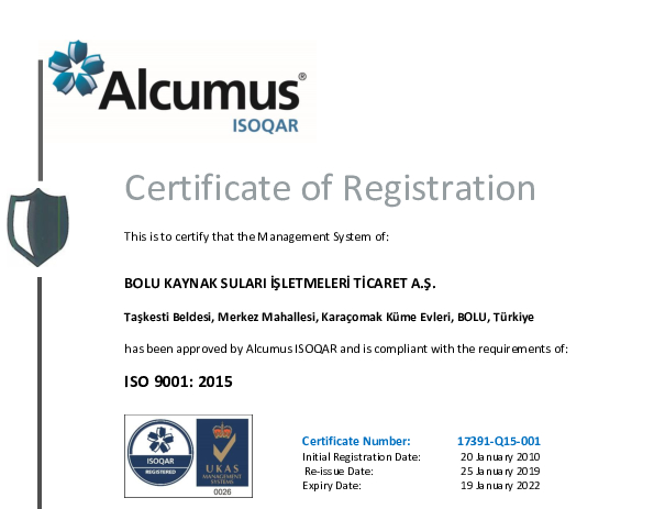ISO 9001:2015 Serfikası